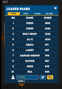 Tap Tap Shots Leader board